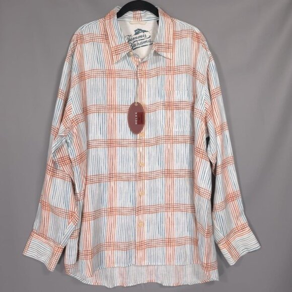 NWT Tommy Bahama 100% LINEN Men's Shirt Size XL WATERMARK Plaid LS ALFRESCO - Picture 2 of 14